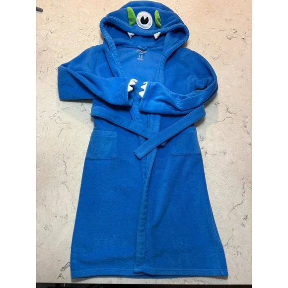 OshKosh B'gosh Kids Blue Monster Fleece Hooded Robe Size‎ 12