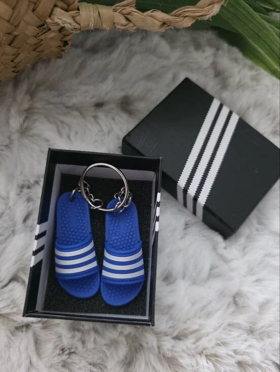 adidas Blue Mini Slide Sandal Keychain for Men