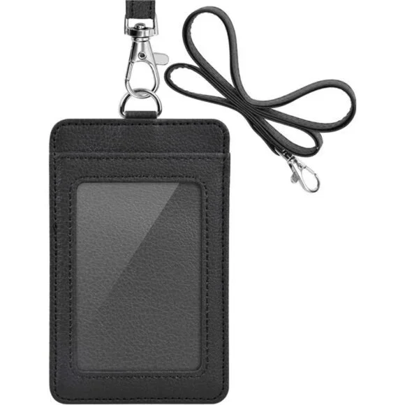 PU Leather ID Badge Holder, Life-Mate ID Badge Holder with 1 Clear ID Window 1