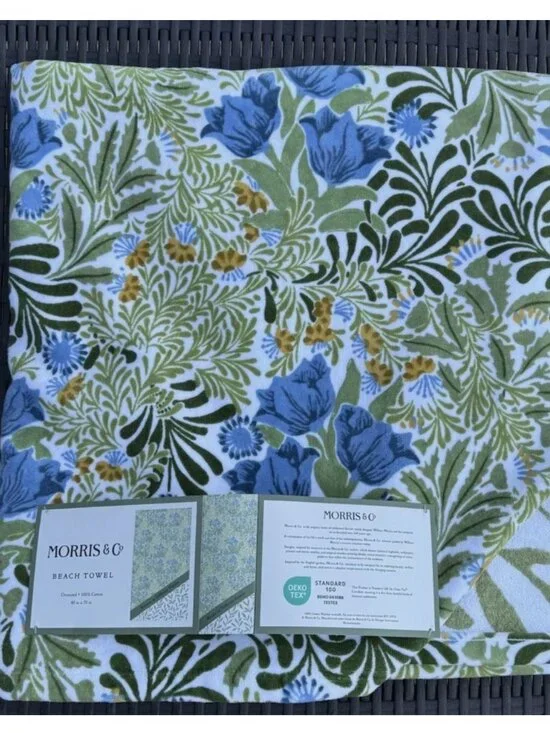 Morris & Co Luxury Beach Towel Floral Cotton Oversized Reversible Pool 40x70