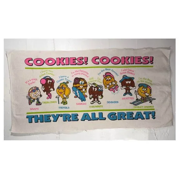 Vintage Girl Scouts Cookies Beach Towel They’re All Great 80s USA Graphic