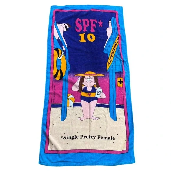 Vintage Cathy Guisewite Beach Towel 80s 90s Single Pretty Female