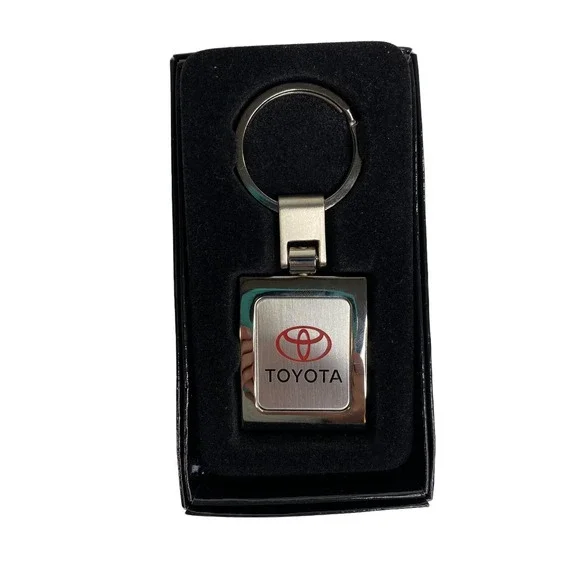 Toyota Metal Keychain Square Logo Red Emblem Etched North Charlotte Dealer