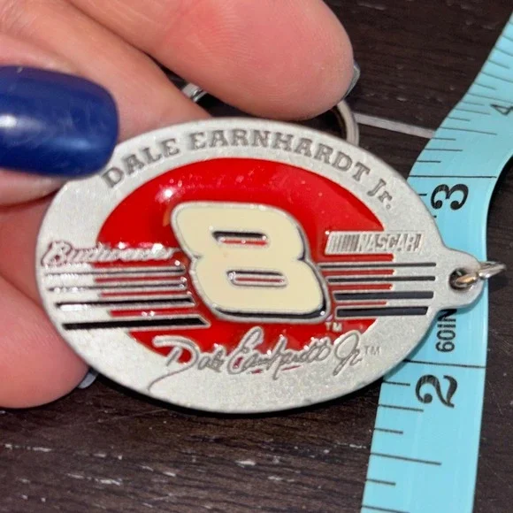 NASCAR | Dale Earnhardt Jr 8 | Budweiser Pewter‎ Keychain | 2002 Licensed