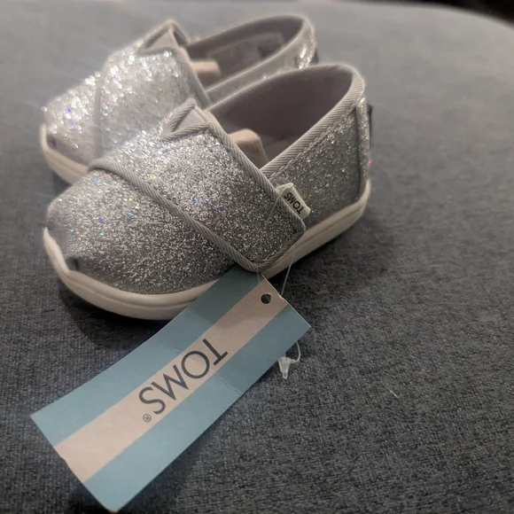 TOMS Baby Silver Sparkle Walkers