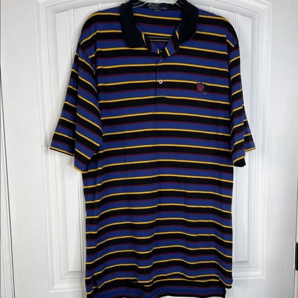 VTG POLO RALPH LAUREN Mens XL Multicolored Striped Polo Shirt