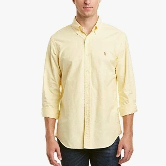 Polo Ralph Lauren Men's Classic‎ Fit Button down Oxford Shirt Yellow 18 34/36