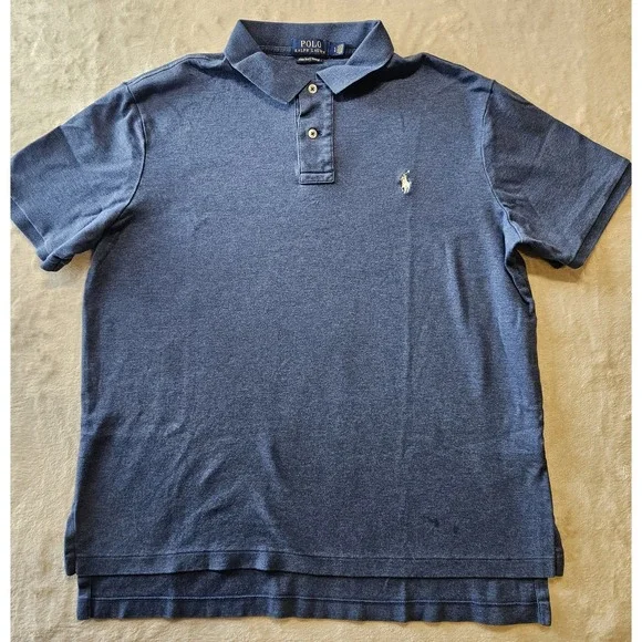 Polo Ralph Lauren Mens L Pima Cotton Soft Touch Polo Blue Classic Fit Logo Shirt
