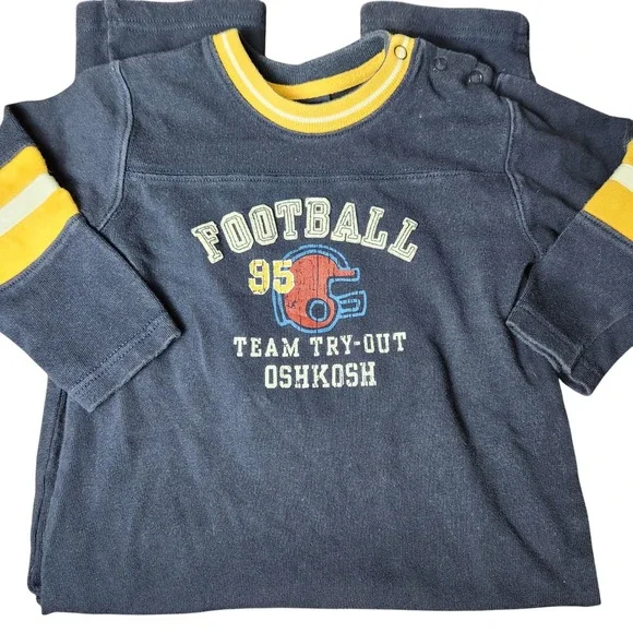 Vintage 90s Oshkosh Football one piece button snap suit 36‎ months 3T Navy Blue