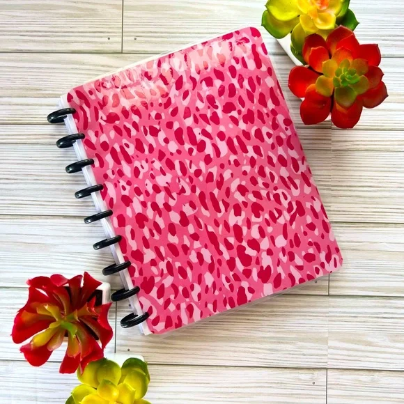 Happy planner classic size weekly layout leopard cheetah print pink
