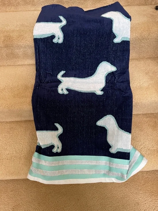 Navy Blue Dachshund oversized, beach towel