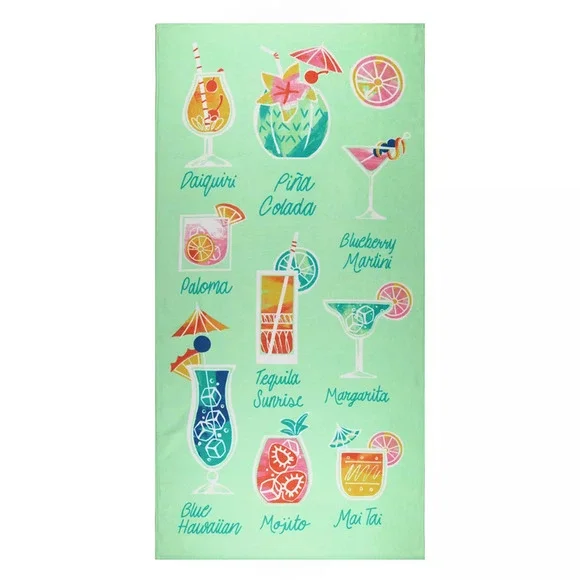 The Big One Cocktail Drinks Extra Large Beach Towel