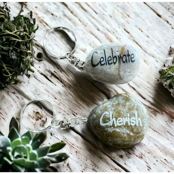 New Couples Milestone Anniversary Wedding Rock Inspirational Keychains