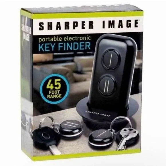 NEW Sharper Image Portable Electronic Key Finder Two (2) Fobs 45' Range Wireless