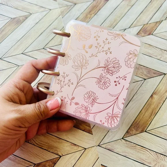 Happy planner micro size notes monthly and weekly layout Rose Golg Quartz floral