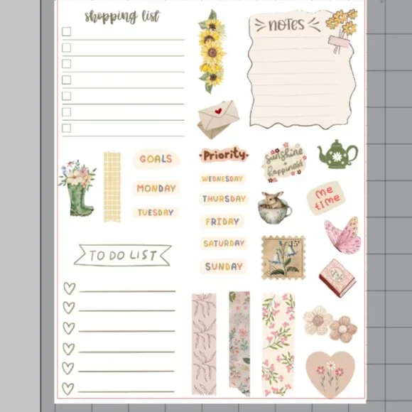 Handmade Cottagecore Themed Planner Stickers, journal, Calendar, organize