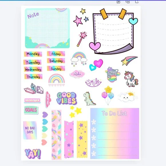 Handmade Rainbow Themed Planner Stickers, journal, Calendar, organize, unicorn