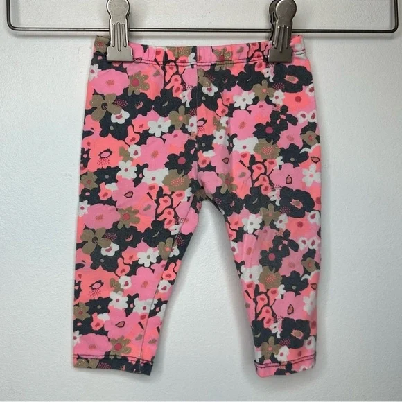 Oshkosh B'gosh Pink Floral Girls Stretch Pants Sz 9M Spring Summer