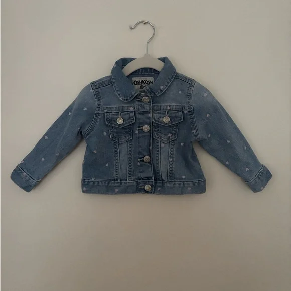OshKosh B'gosh Blue Denim Jacket with Pink Heart Accents