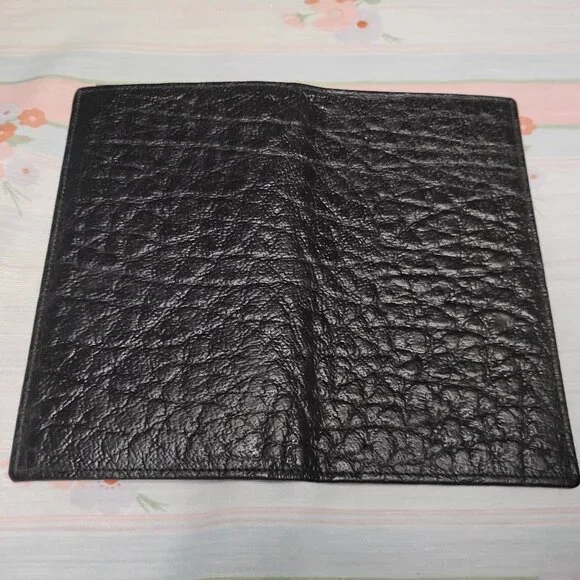 ❤️WALES Black Rhino Cowhide Leather Clutch Note and Passport Wallet +Gold Pencil