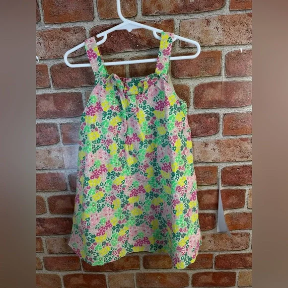 Oshkosh b’gosh 100% cotton sleeveless floral Sundress in Pink, Yellow & Green