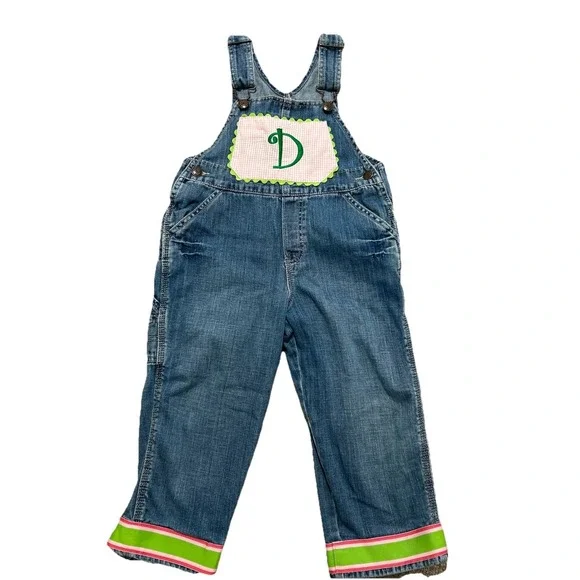 Oshkosh Bgosh Embellished Overalls 4T Girl Monogram D