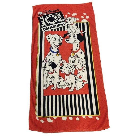 Vintage 90's Walt Disney's 101 Dalmatians Red Bath/Beach‎ Towel Appx 56
