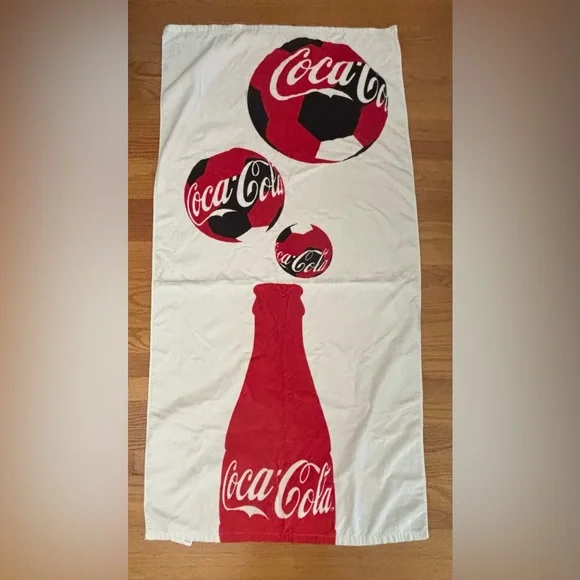 Coca-Cola FIFA World Cup Russia 2018 Beach Towel Collectible Flaws Shown-Review