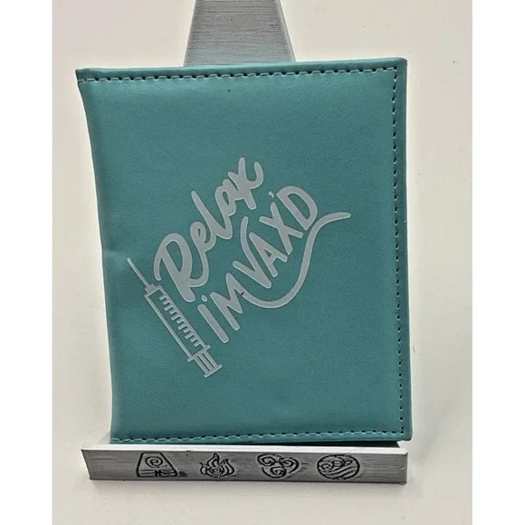 Teal Faux Leather Vaccination Card‎ Holder ID Protector