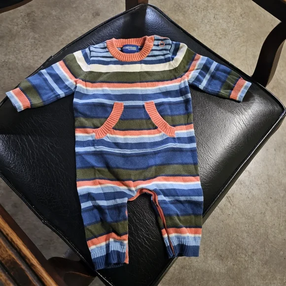 Osh Kosh Genuine Baby‎ Striped Knit Romper 1pc Fall Holiday Colors 3M