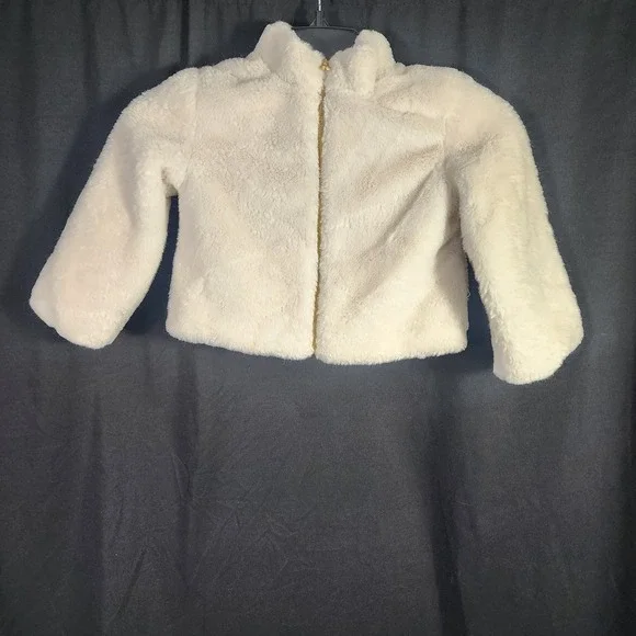 OshKosh B'gosh Cream Faux Fur‎ Jacket Kids Size 4T Zip Front Cozy Warm