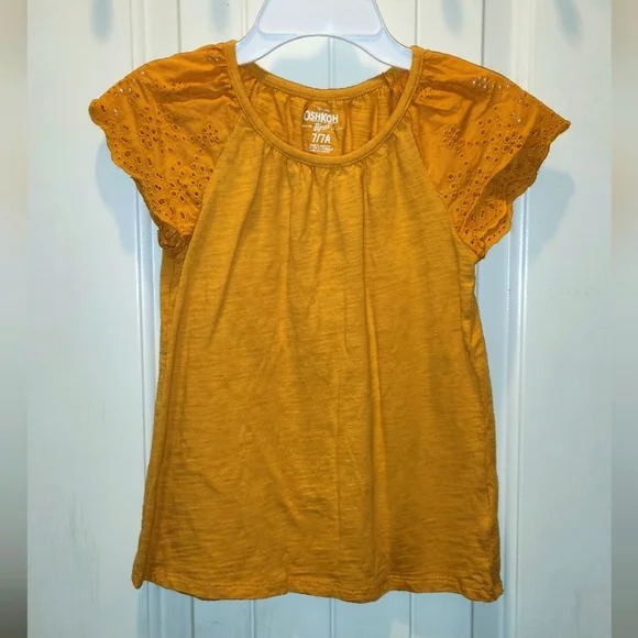 OshKosh B'gosh Mustard Yellow Eyelet Sleeve Top