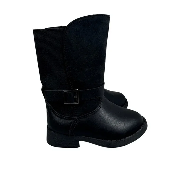 OshKosh B'gosh Girls Moto Boots Black Faux Leather Zip Size‎ 5