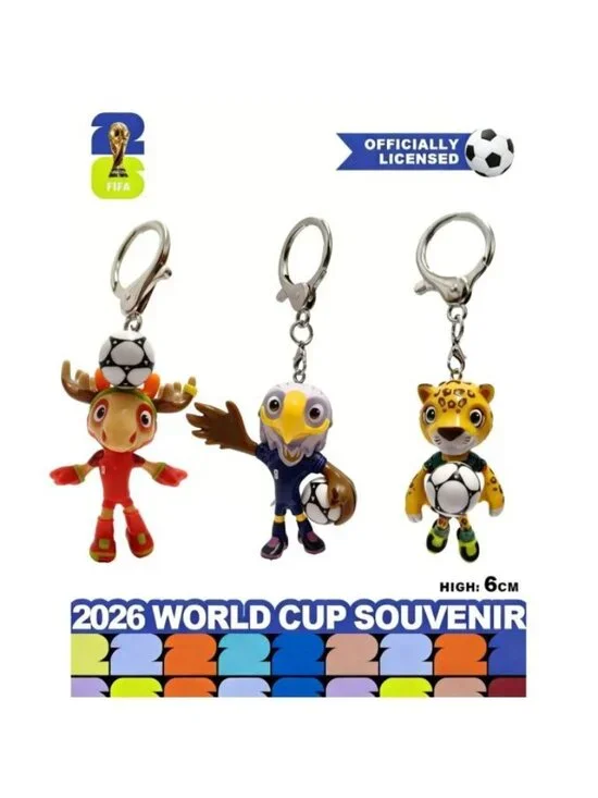 FIFA 2026 World Cup Official Mascot Keychain Complete Set of 3 New in Pkg.