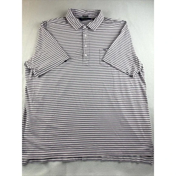 Polo Golf Ralph Lauren Stretch Lisle Short Sleeve Polo Striped Men's SIze XXL