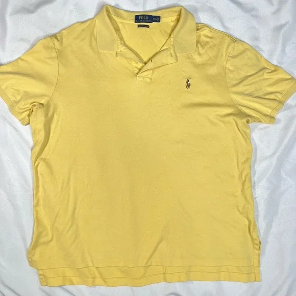 Ralph Lauren Polo Men short sleeve shirt yellow Pima Cotton Flesh Pony XXL