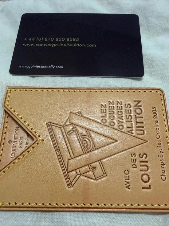 Louis Vuitton Beige Tan Embossed Leather Card