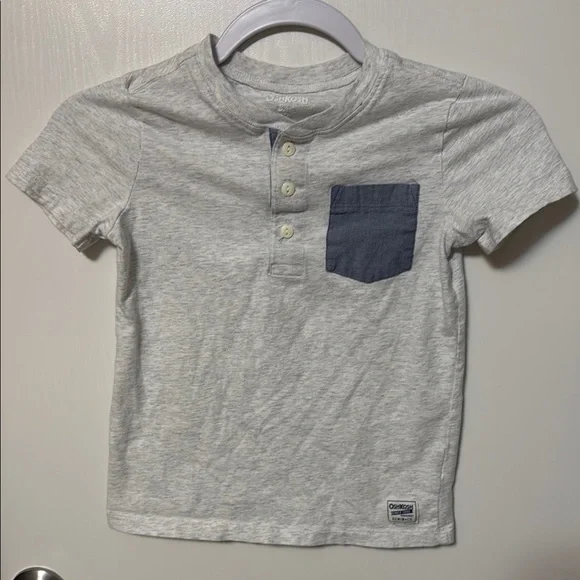 OshKosh B'gosh Gray and Blue Kids Henley Shirt Size 7