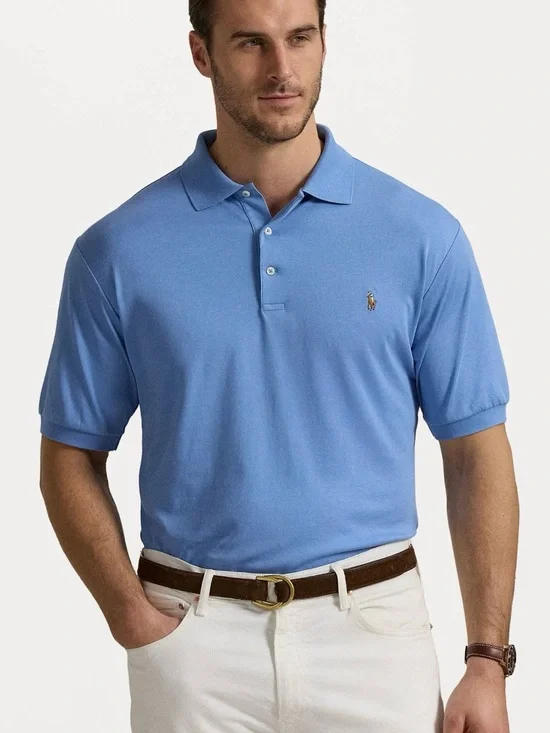 Polo Ralph Lauren Men's Polo Shirt Sky Blue Cotton summer vacation office Sz XL