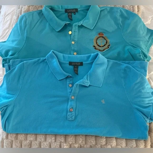 Vintage Polo Ralph Lauren 2 Men Blue Shirts Mens Crest (1) Logo Size XL