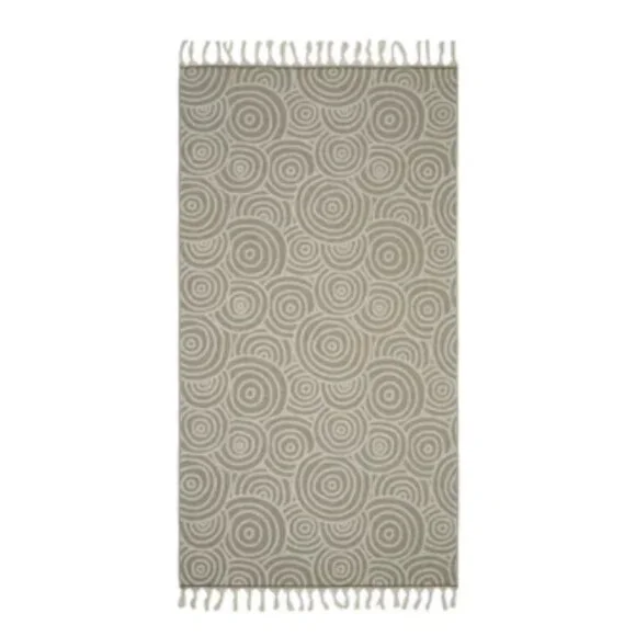 Kikoya - Circles Terry Towels 36x66 in Turkish Cotton Bath Beach Pool - Brown