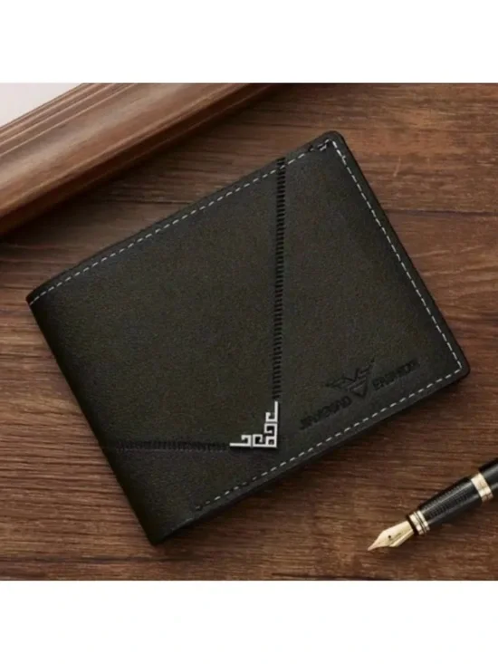 Black PU Leather Wallet Card Holder Slim Bifold Minimalist Men’s Wallet