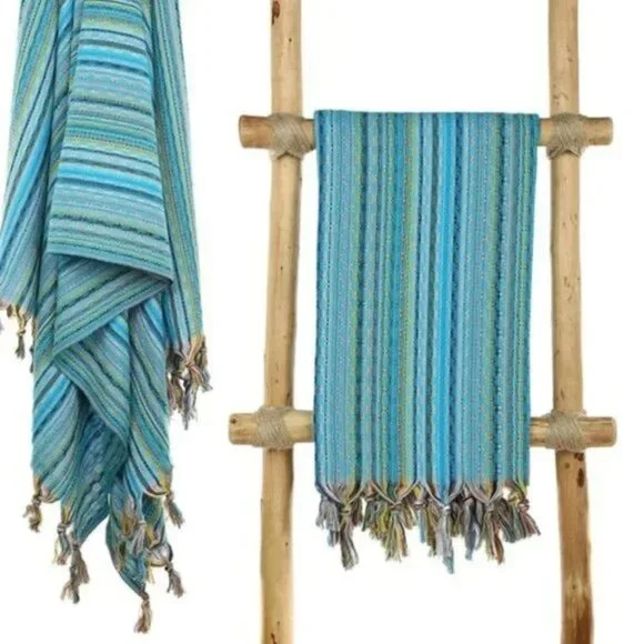 Sand Free Bohemian Turquoise 100% Turkish Cotton Beach Bath Towel - Citi…