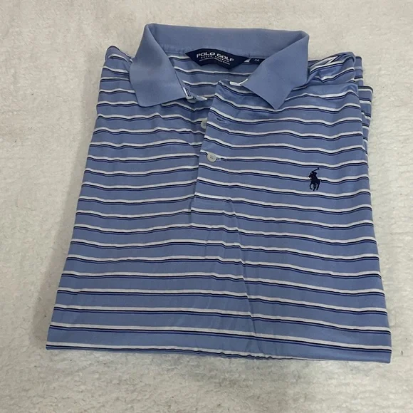 Ralph Lauren Men's Blue and White Striped Polo Shirt