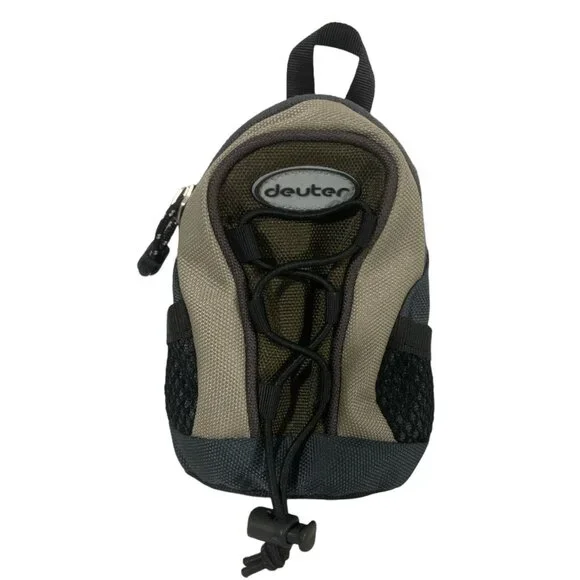DEUTER mini backpack 4.5’ Black Tan Zip Closure