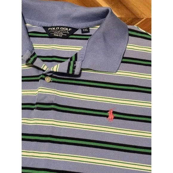 Polo Golf Ralph Lauren 2XL Men's Pro Fit Striped Polo Shirt XXL‎ multicolor Pima
