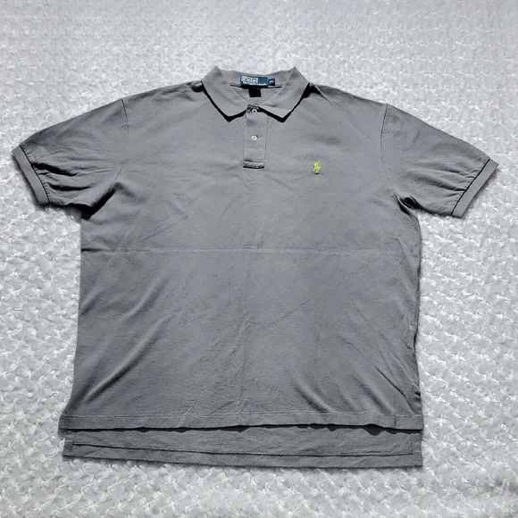 Ralph Lauren Gray Polo Shirt with Green Logo Mens XL