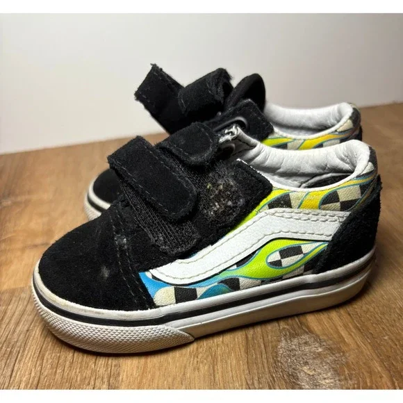VANS‎ Shoes Checkered Flames Baby Toddler Size 4