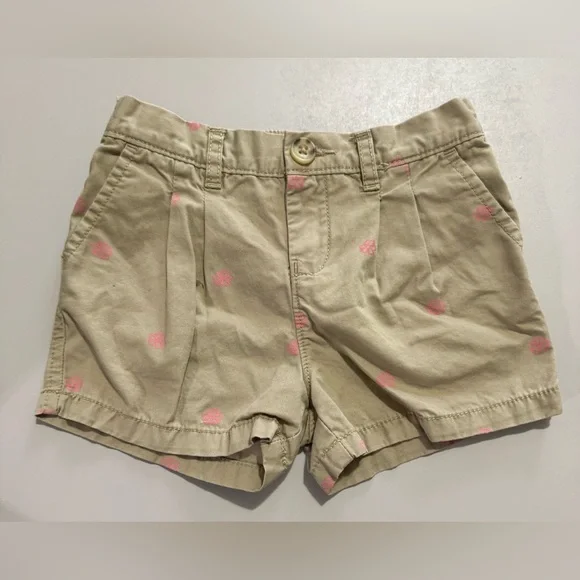 Girl's OshKosh B'gosh Tan Shorts with Pink Flowers.