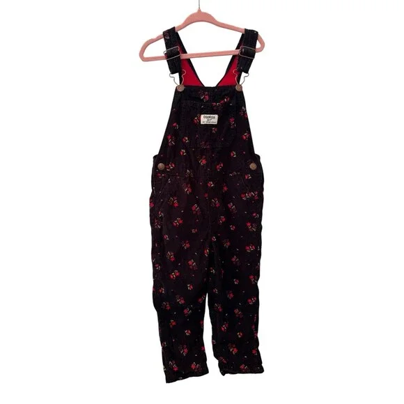 Black and Red Floral OshKosh B’gosh Corduroy Coverall Size 4T